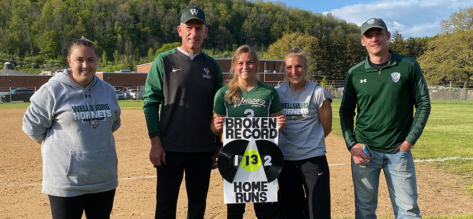 Clymer breaks Lady Hornets' home run record.